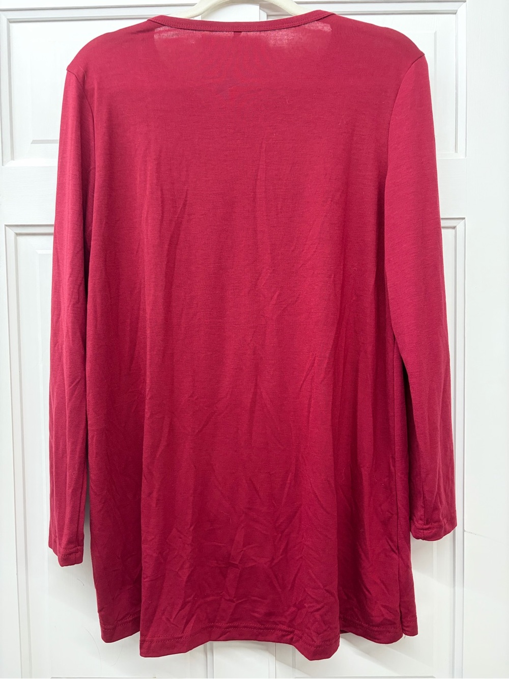 Women's Long-Sleeve Twist Front Top - Raspberry - Picture 2 of 4